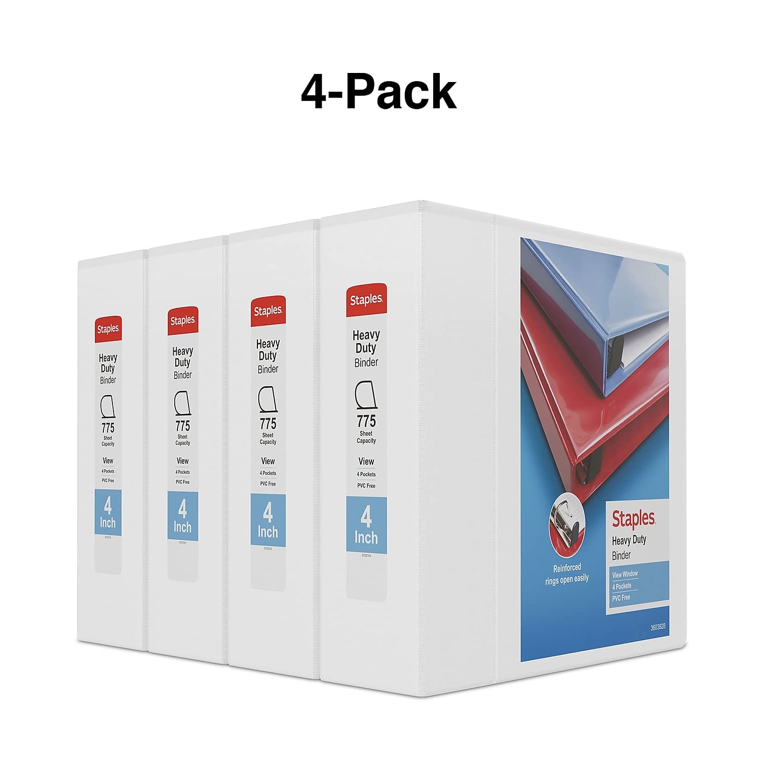 Foto 3 pulgar | View Binder Staples Heavy-duty, 4 Pulgadas, 3 Anillas, 4 Anillas, 4 Unidades, 4 Unidades - Venta Internacional.