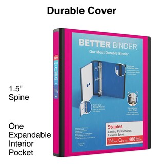 Foto 2 | Binder Staples Better, 3 Anillas, 1.5 Pulgadas De Profundidad, Color Rosa, 400 Hojas, Paquete De 3 - Venta Internaciona