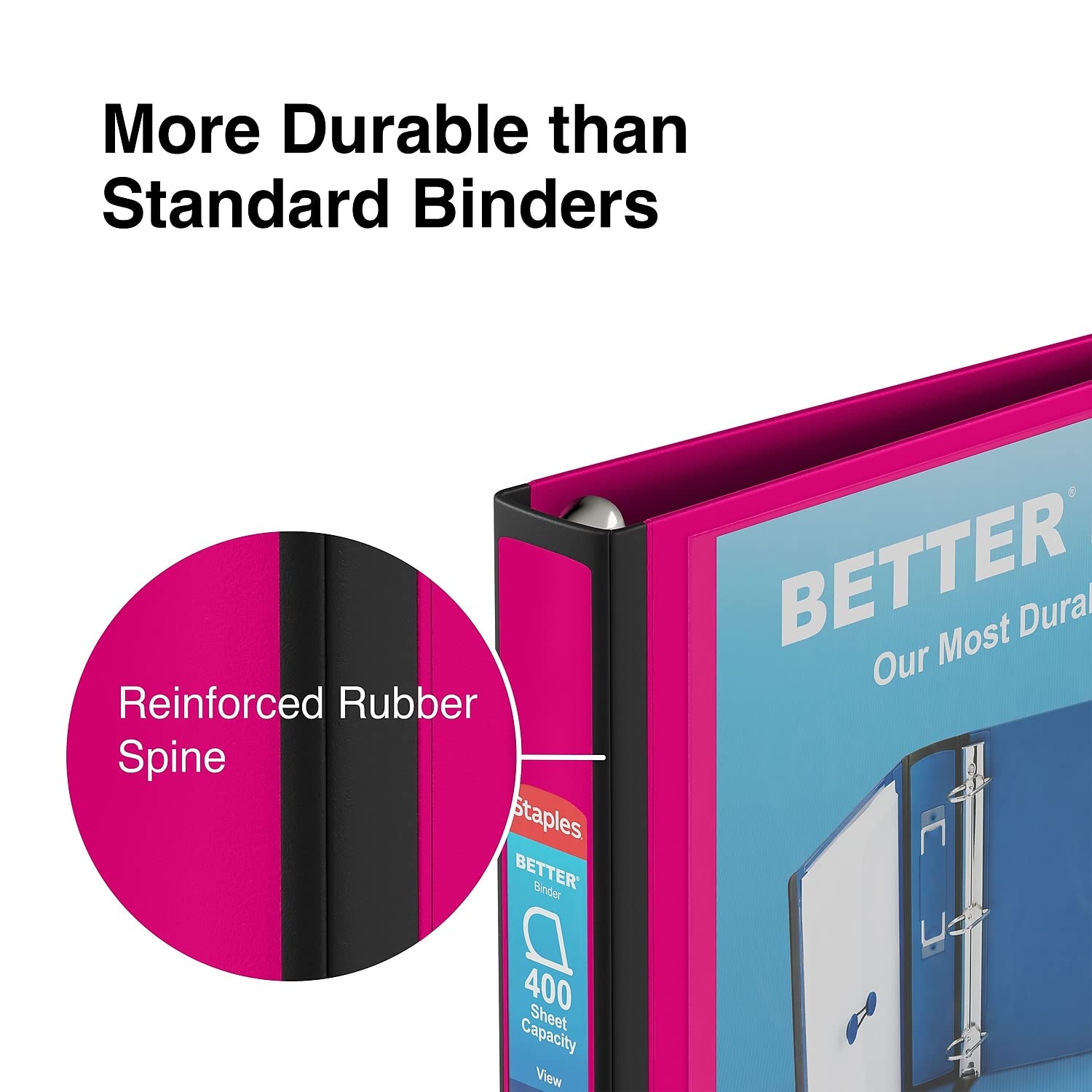 Foto 5 | Binder Staples Better, 3 Anillas, 1.5 Pulgadas De Profundidad, Color Rosa, 400 Hojas, Paquete De 3 - Venta Internaciona