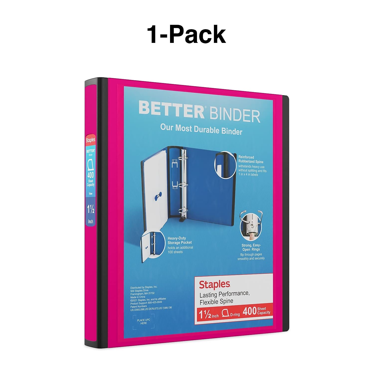 Foto 7 | Binder Staples Better, 3 Anillas, 1.5 Pulgadas De Profundidad, Color Rosa, 400 Hojas, Paquete De 3 - Venta Internaciona