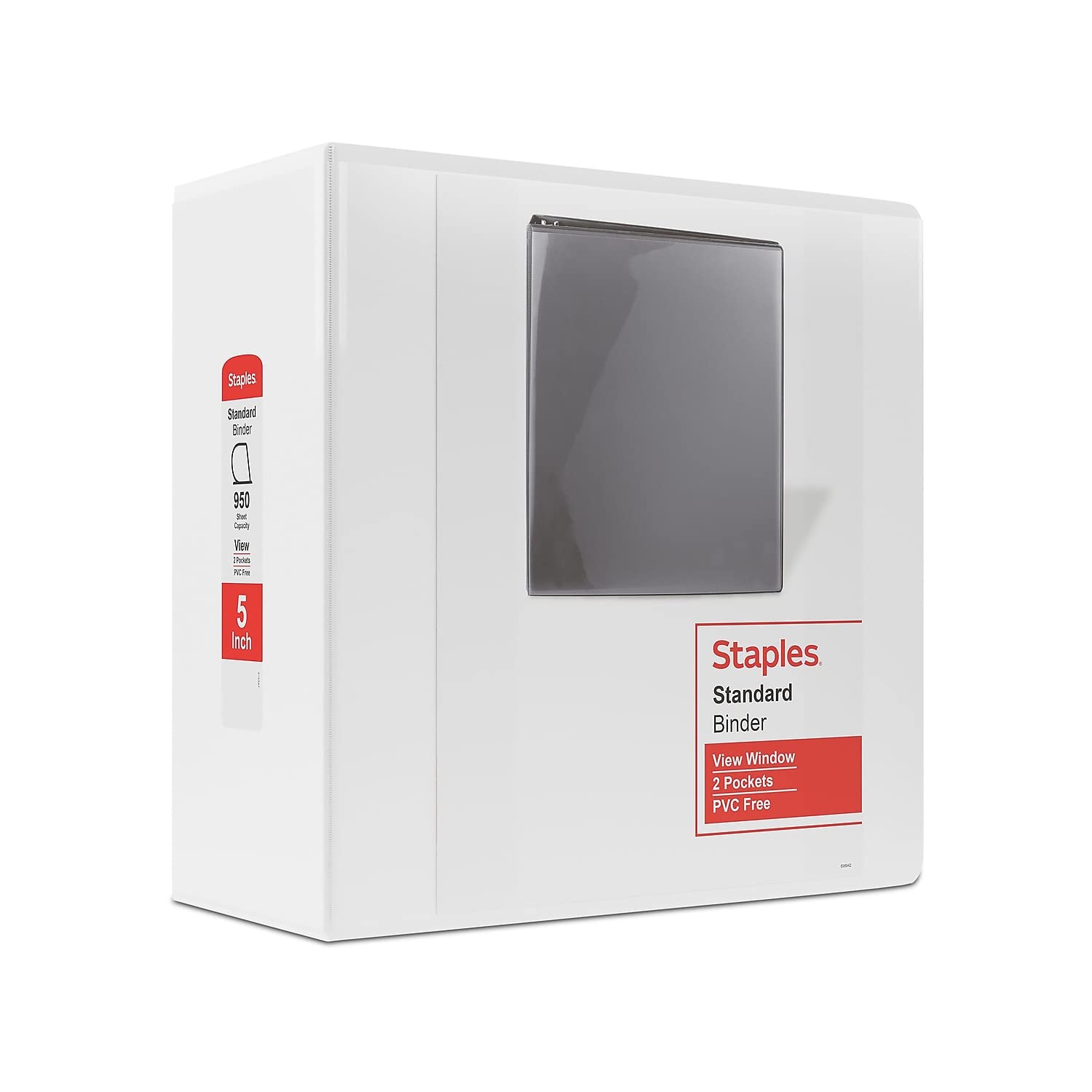 Binder Staples 976179, Estándar, 5 Pulgadas En D, 3 Anillos, Vista, Blanco - Venta Internacional.