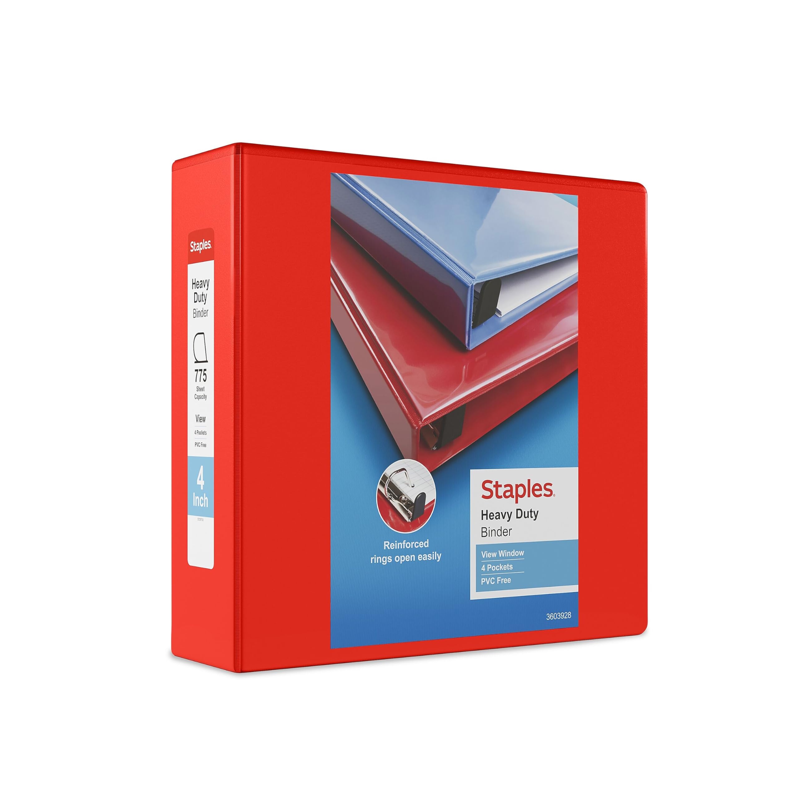 Foto 2 pulgar | Binder Staples Heavy Duty De 4 Pulgadas Con 3 Anillos View Red, Paquete De 2 - Venta Internacional.