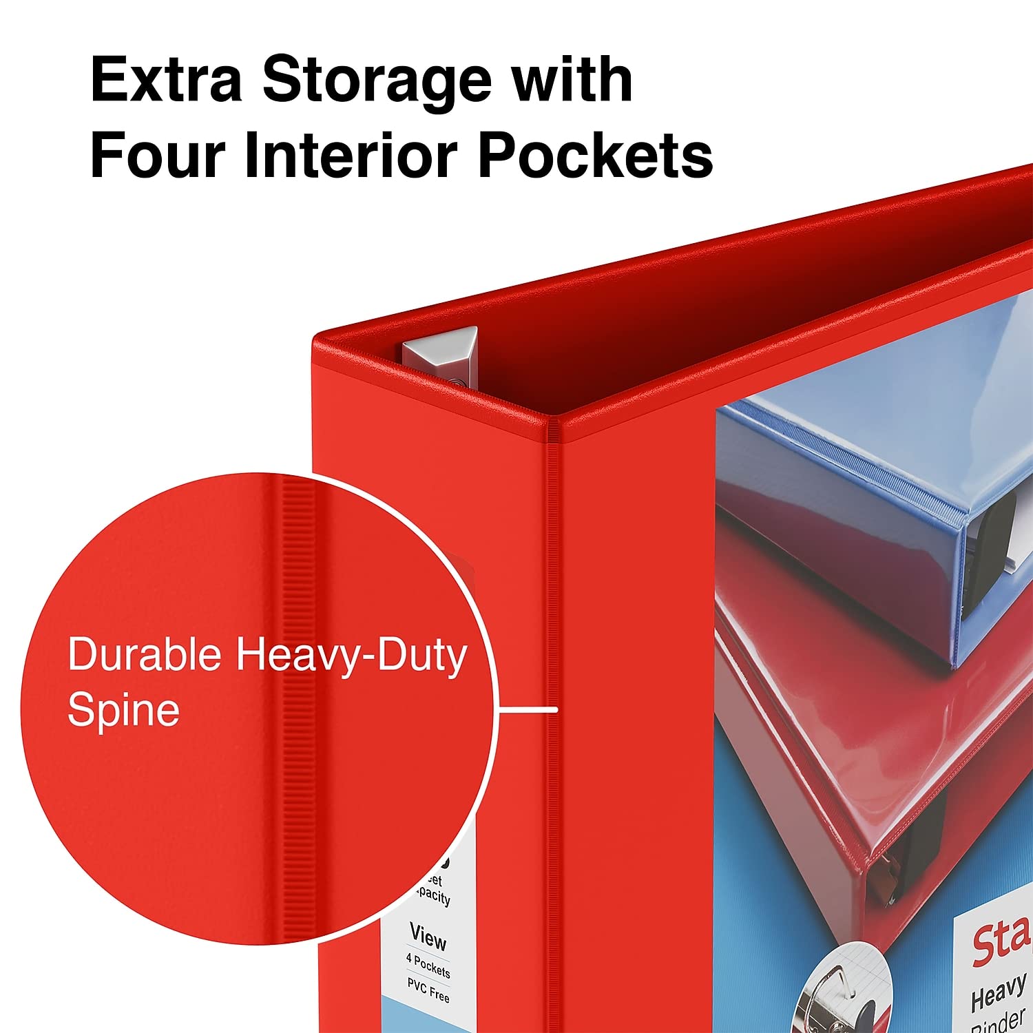 Foto 4 | Binder Staples Heavy Duty De 4 Pulgadas Con 3 Anillos View Red, Paquete De 2 - Venta Internacional.