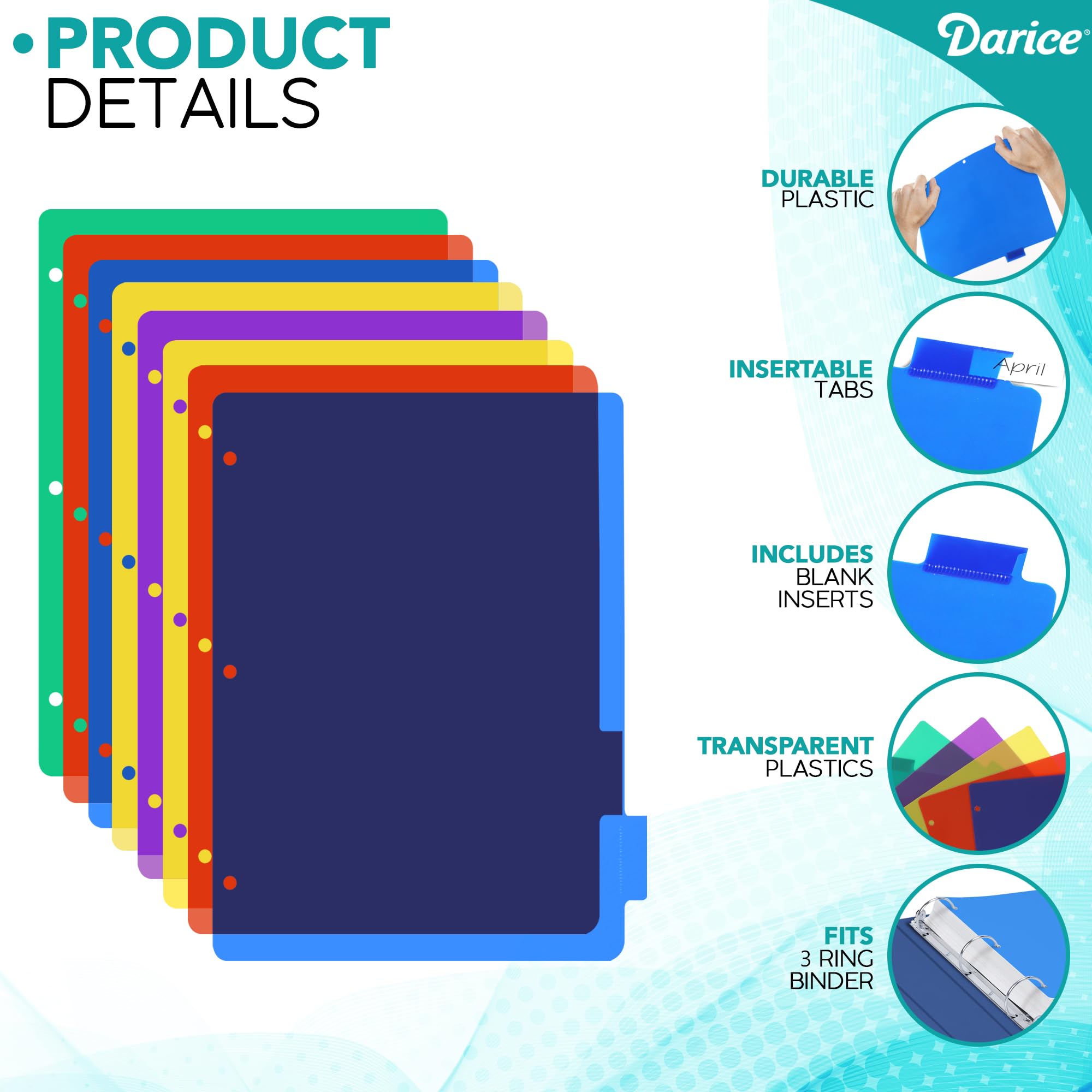 Foto 4 pulgar | Divisores De Plástico Darice, 8 Pestañas, 24 Unidades, Para Encuadernación De 3 Anillas - Venta Internacional.