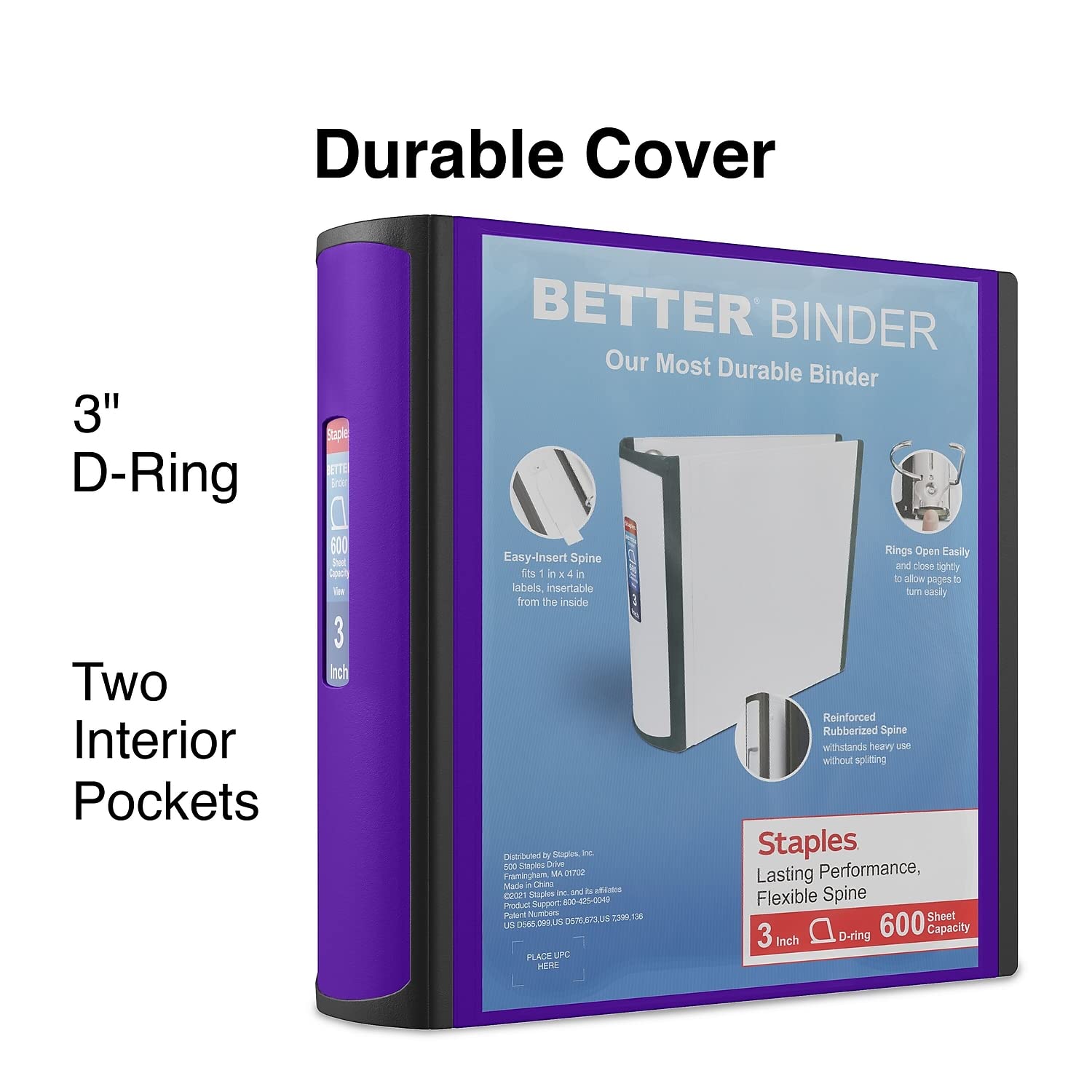 Foto 3 pulgar | Binder Staples Better, 3 Anillas, 3 Pulgadas, Inclinadas En D View, Morado - Venta Internacional.