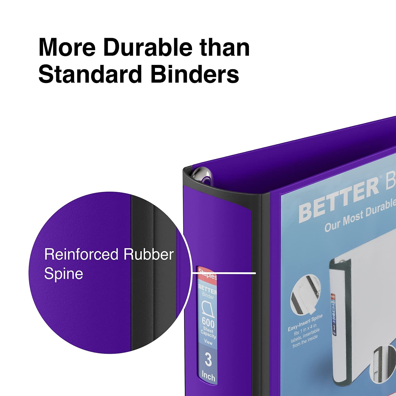 Foto 6 pulgar | Binder Staples Better, 3 Anillas, 3 Pulgadas, Inclinadas En D View, Morado - Venta Internacional.