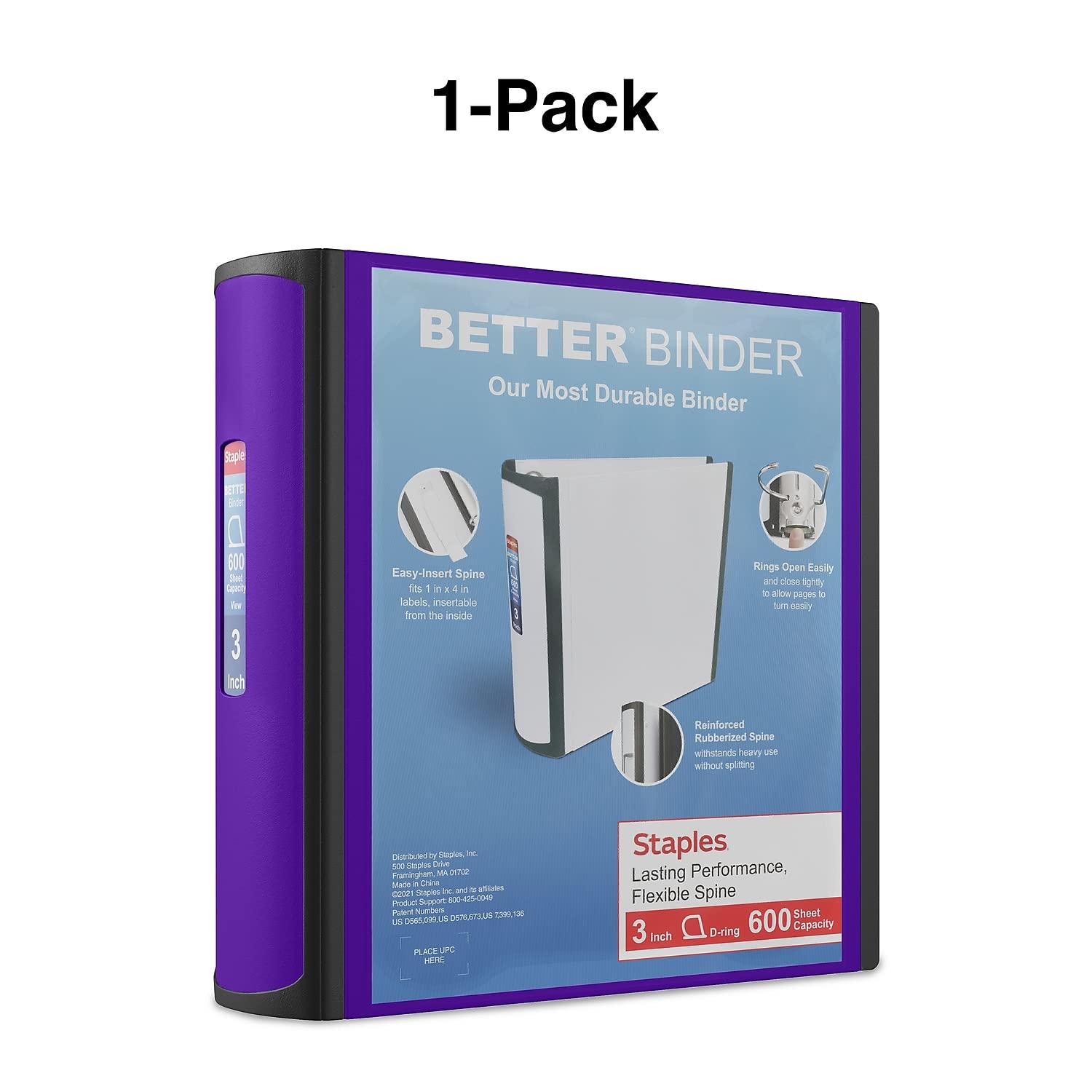 Foto 8 pulgar | Binder Staples Better, 3 Anillas, 3 Pulgadas, Inclinadas En D View, Morado - Venta Internacional.