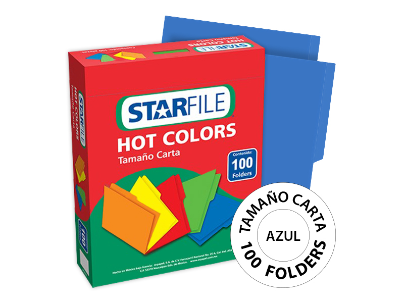 Foto 2 pulgar | Folder Hot Colors Carta Azul - 100 Piezas