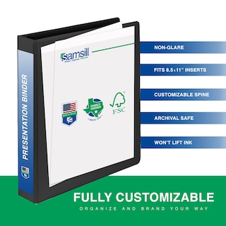 Foto 2 | Binder Samsill - Carpeta Con 3 Anillas (1,3 Cm, Capacidad Para 100 Hojas), Color Negro - Venta Internacional.