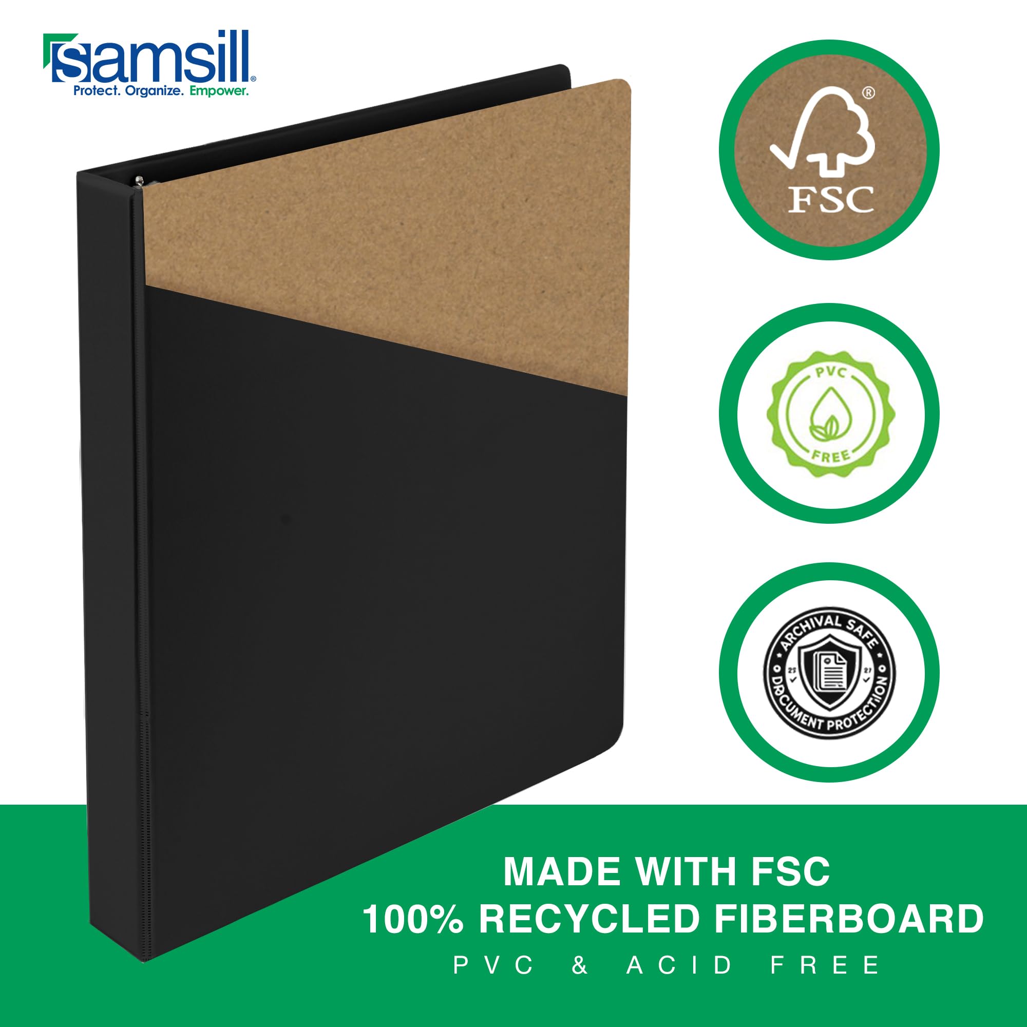 Foto 5 pulgar | Binder Samsill - Carpeta Con 3 Anillas (1,3 Cm, Capacidad Para 100 Hojas), Color Negro - Venta Internacional.