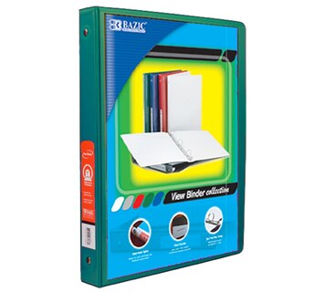 Foto 1 | Binder Bazic Con Vista De 3 Anillos, 1/2 Pulgadas, Verde Con 2 Bolsillos, 12 Unidades - Venta Internacional.