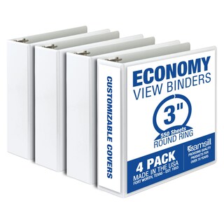 Foto 1 | Binder Samsill Economy, 3 Anillos, 3 Pulgadas, Color Blanco, Paquete De 4 - Venta Internacional.
