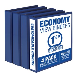 Foto 1 | Binder Samsill Economy, 1.5 Pulgadas, 3 Anillos, Azul, Paquete De 4 - Venta Internacional.