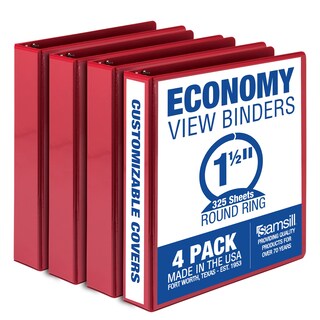 Foto 1 | Binder Samsill Economy, Paquete De 4 Anillas, 3 Anillos, 1.5 Pulgadas, Color Rojo - Venta Internacional.