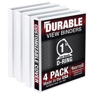 Foto 1 | Carpeta Duradera Samsill De 1 Pulgada, Paquete De 4, 225 Páginas, Color Blanco - Venta Internacional.