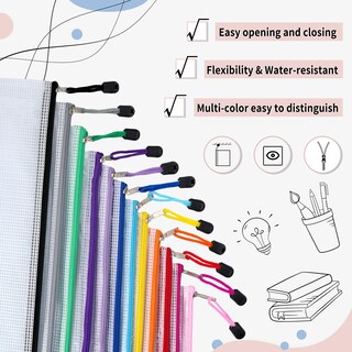 Foto 3 | Bolsa De Malla Con Cremallera Eoout, Tamaño A4, 72 Unidades, 12 Colores, Impermeable - Venta Internacional.