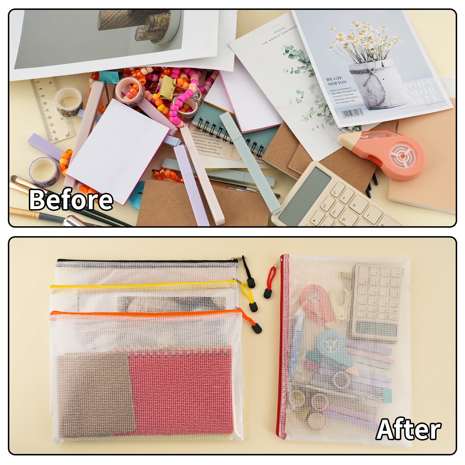 Foto 5 pulgar | Bolsa De Malla Con Cremallera Eoout, Tamaño A4, 72 Unidades, 12 Colores, Impermeable - Venta Internacional.