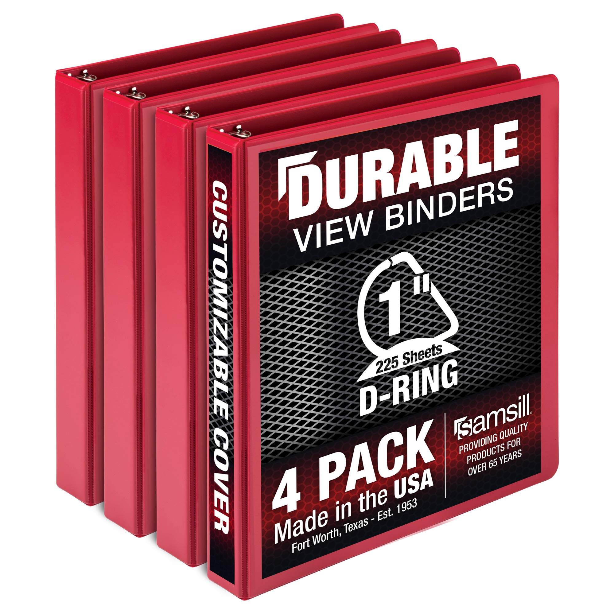 Foto 1 | Binder Samsill, Anillo En D Duradero De 1 Pulgada, Rojo, Paquete De 4, 225 Páginas - Venta Internacional.