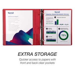 Foto 5 | Binder Samsill, Anillo En D Duradero De 1 Pulgada, Rojo, Paquete De 4, 225 Páginas - Venta Internacional.