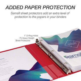 Foto 7 | Binder Samsill, Anillo En D Duradero De 1 Pulgada, Rojo, Paquete De 4, 225 Páginas - Venta Internacional.