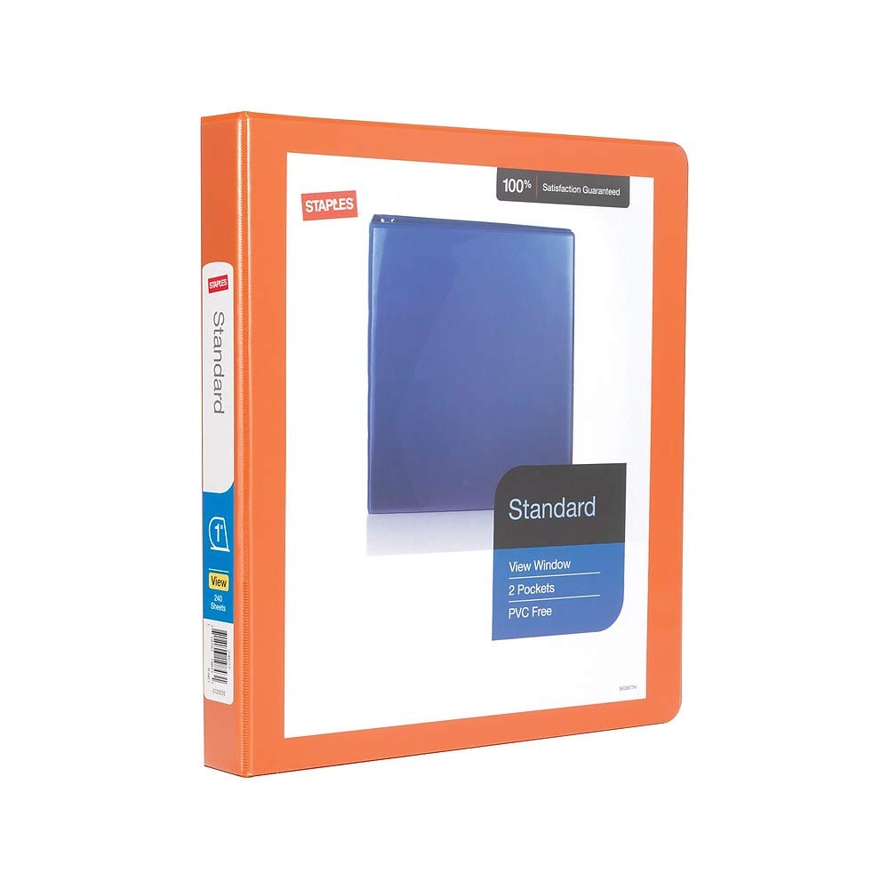 Foto 2 pulgar | Binder Staples Standard Con Vista De 3 Anillos, 1 Pulgada, Naranja - Venta Internacional.
