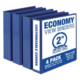 Foto 1 | Binder Samsill Economy, 2 Pulgadas, 3 Anillos, Azul, Paquete De 4 - Venta Internacional.