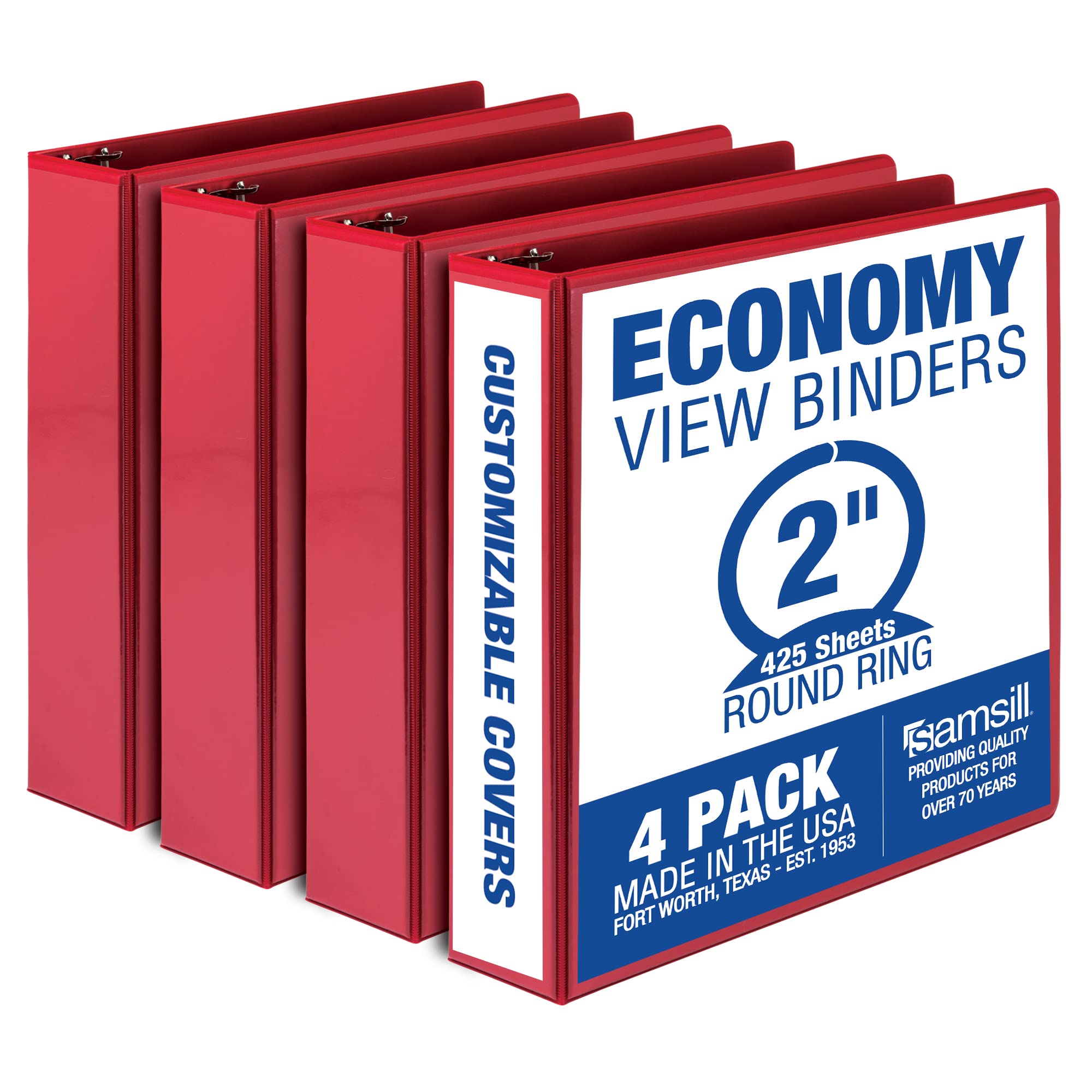 Foto 1 | Binder Samsill Economy, 2 Pulgadas, 3 Anillos, Rojo, Paquete De 4 - Venta Internacional.