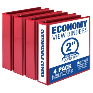 Foto 1 | Binder Samsill Economy, 2 Pulgadas, 3 Anillos, Rojo, Paquete De 4 - Venta Internacional.
