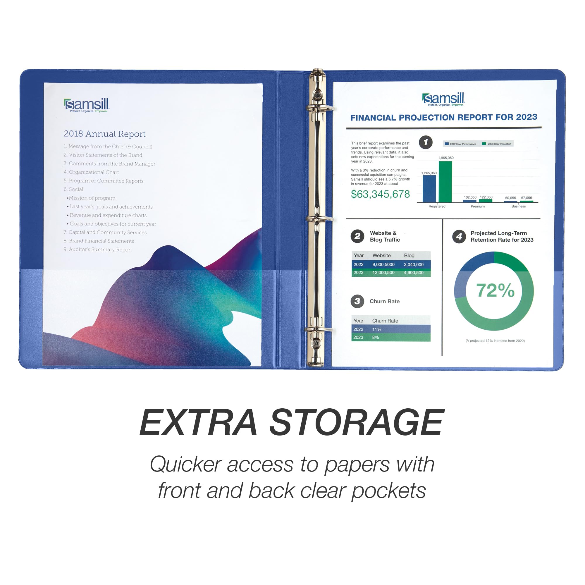 Foto 4 | Binder Samsill Durable, 0.5 Pulgadas, Azul, Paquete De 4, 125 Páginas - Venta Internacional.