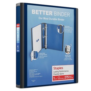 Foto 1 | Binder Staples Better, 2,54 Cm De Profundidad, 3 Anillas, 275 Hojas, Azul - Venta Internacional.