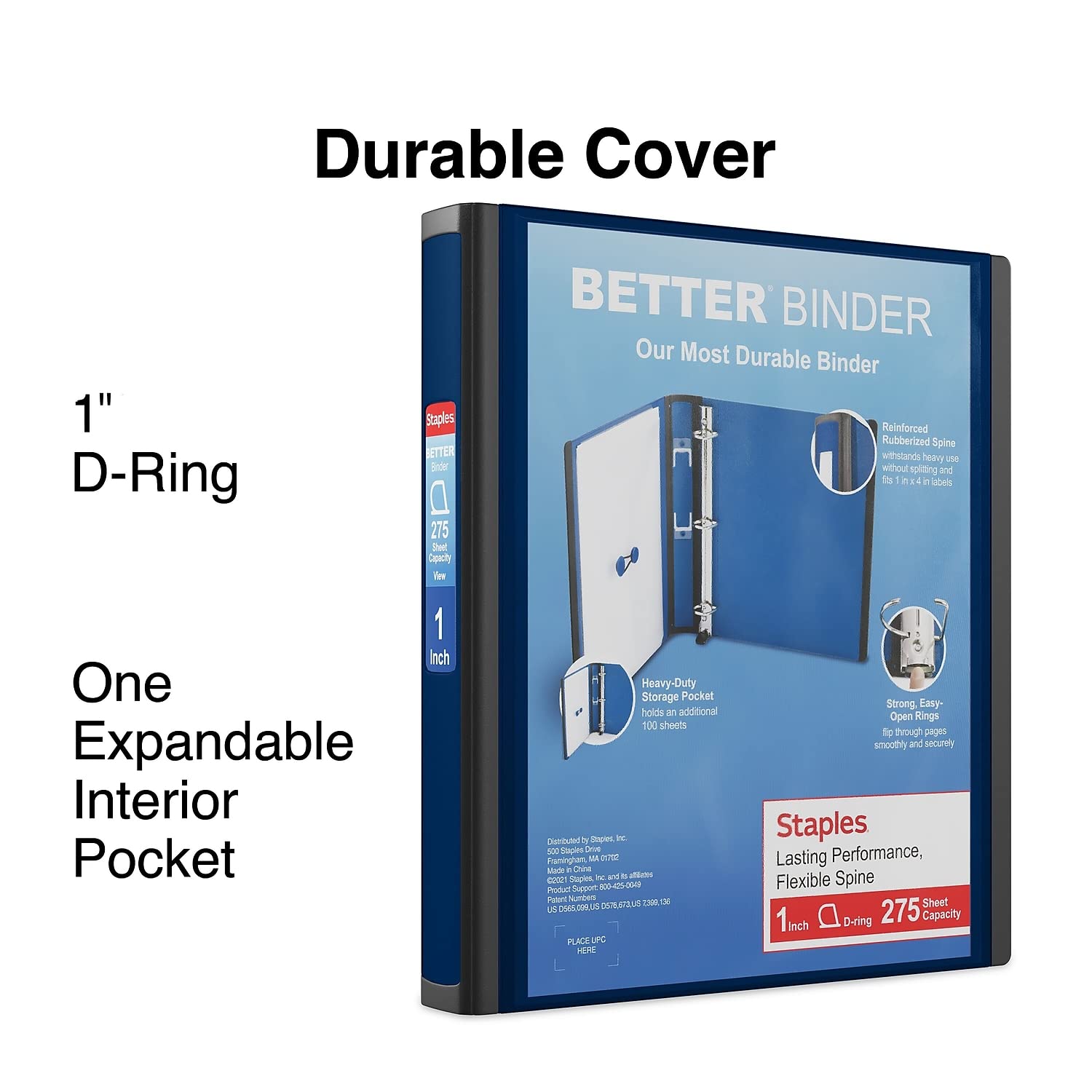 Foto 3 pulgar | Binder Staples Better, 2,54 Cm De Profundidad, 3 Anillas, 275 Hojas, Azul - Venta Internacional.
