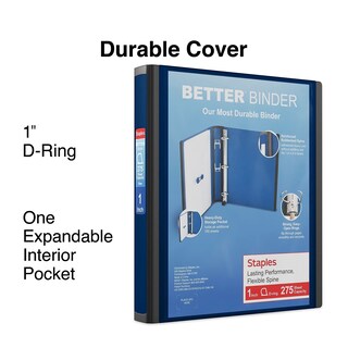 Foto 2 | Binder Staples Better, 2,54 Cm De Profundidad, 3 Anillas, 275 Hojas, Azul - Venta Internacional.