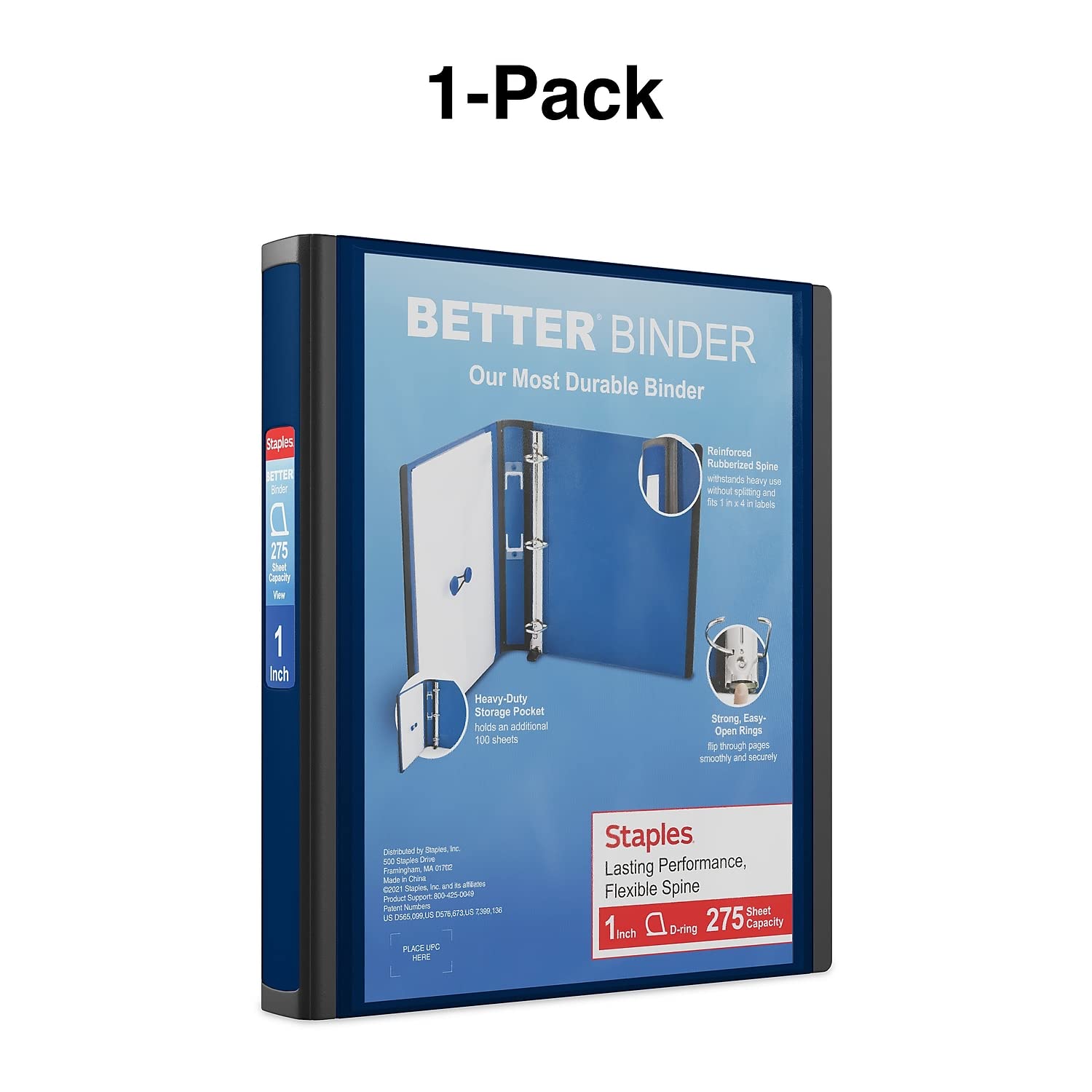 Foto 8 pulgar | Binder Staples Better, 2,54 Cm De Profundidad, 3 Anillas, 275 Hojas, Azul - Venta Internacional.