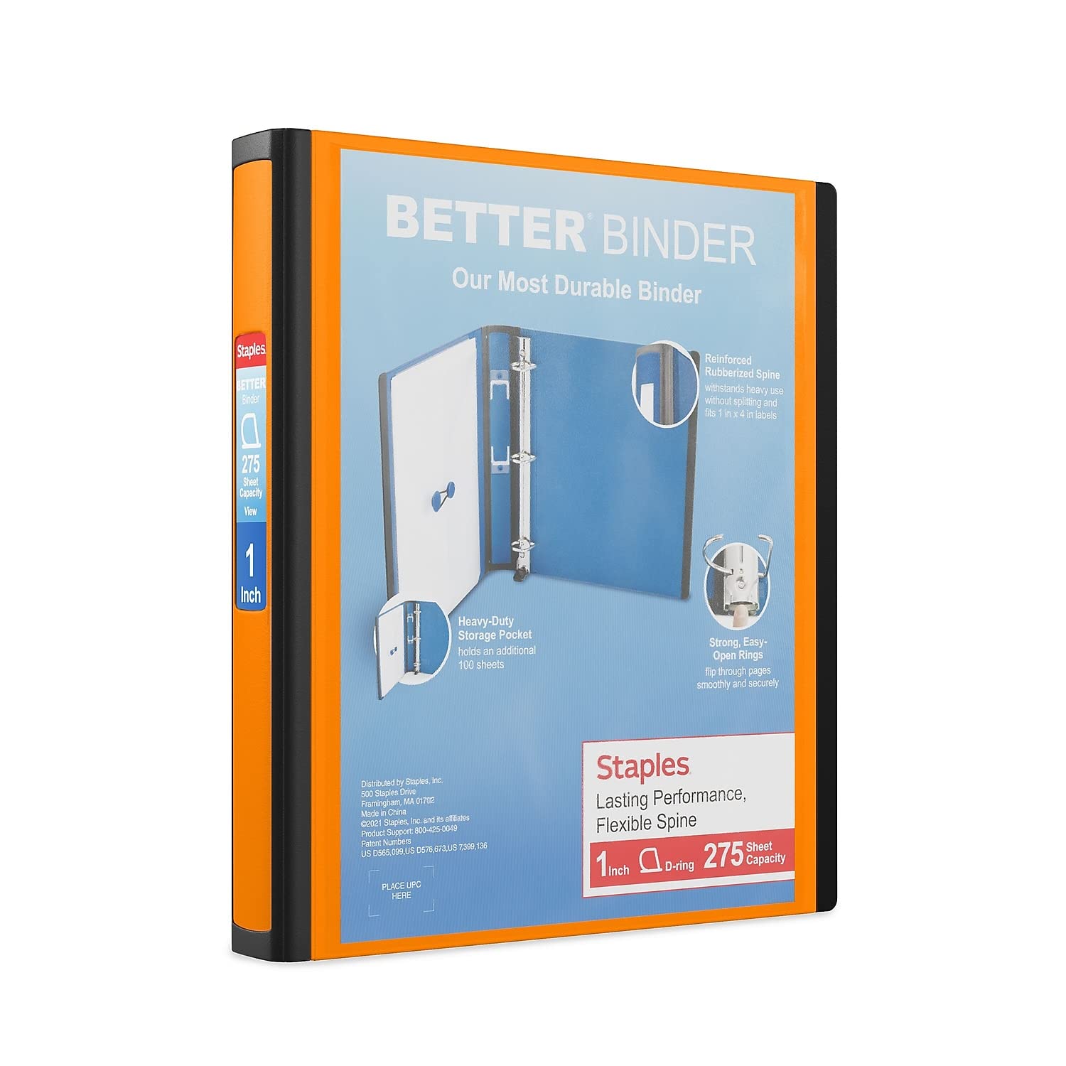 Foto 1 | Binder Staples Better De 1 Pulgada En D, 3 Anillas, Vista Naranja, 275 Hojas - Venta Internacional.