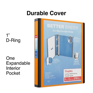 Foto 2 | Binder Staples Better De 1 Pulgada En D, 3 Anillas, Vista Naranja, 275 Hojas - Venta Internacional.