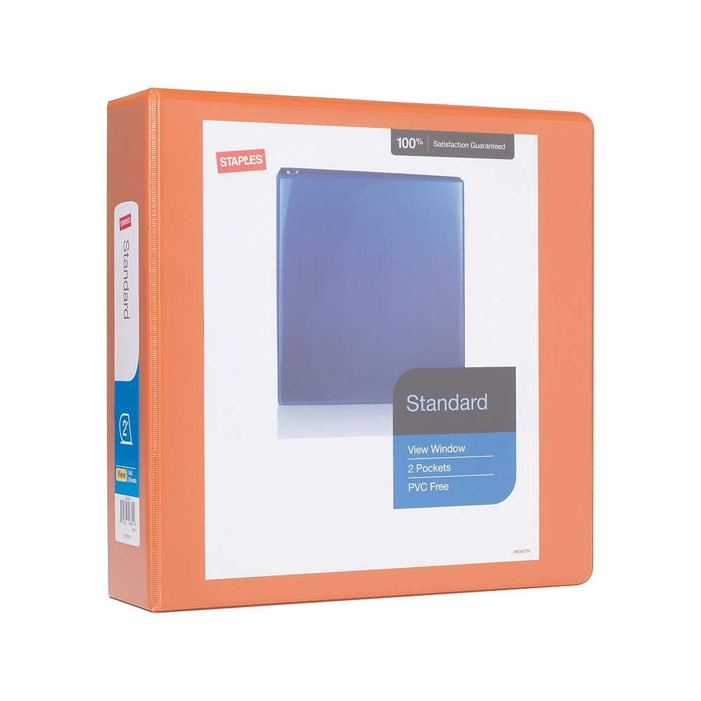 Foto 2 pulgar | Binder Staples Standard Con Vista De 3 Anillos, 2 Pulgadas, Naranja - Venta Internacional.