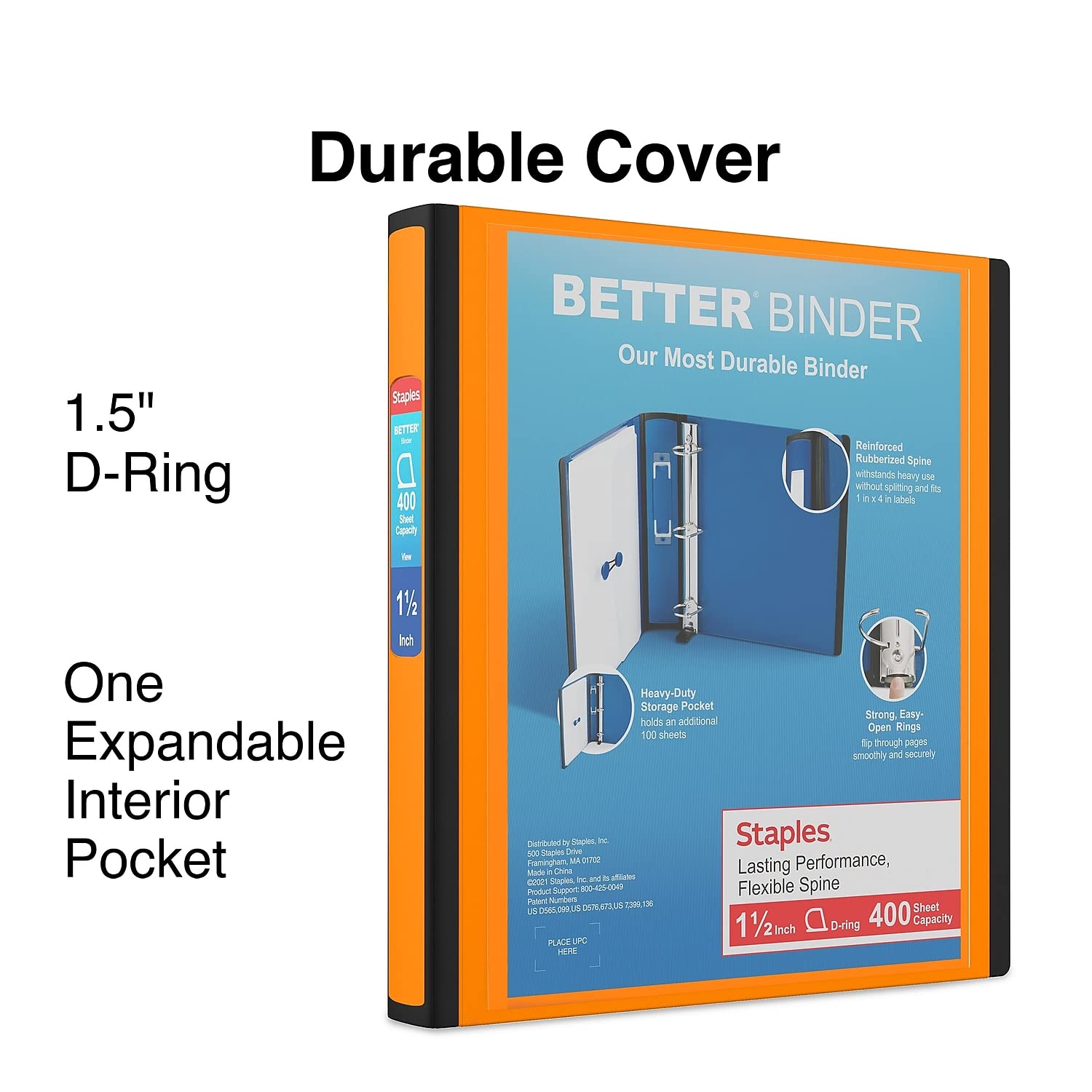 Foto 3 pulgar | Binder Staples 651861, 3 Anillos Better, 1.5 Pulgadas, Naranja - Venta Internacional.