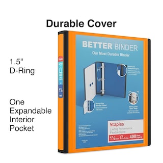 Foto 2 | Binder Staples 651861, 3 Anillos Better, 1.5 Pulgadas, Naranja - Venta Internacional.