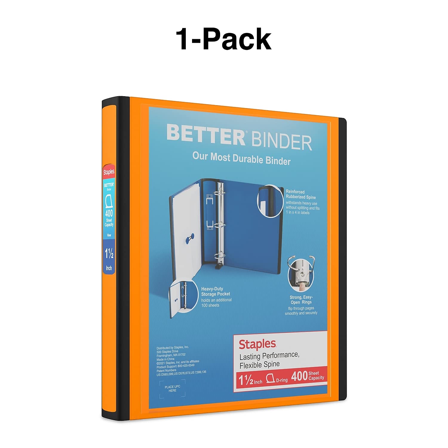 Foto 8 pulgar | Binder Staples 651861, 3 Anillos Better, 1.5 Pulgadas, Naranja - Venta Internacional.