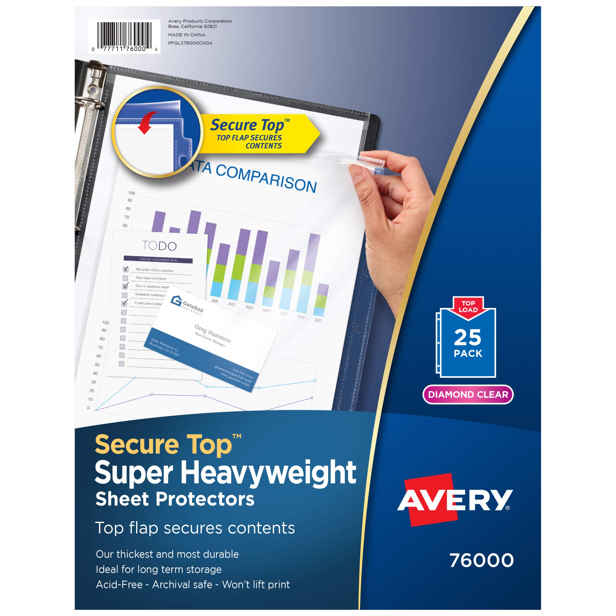 Foto 2 pulgar | Protectores De Sábanas Avery Diamond Clear Super Heavyweight X25 - Venta Internacional.
