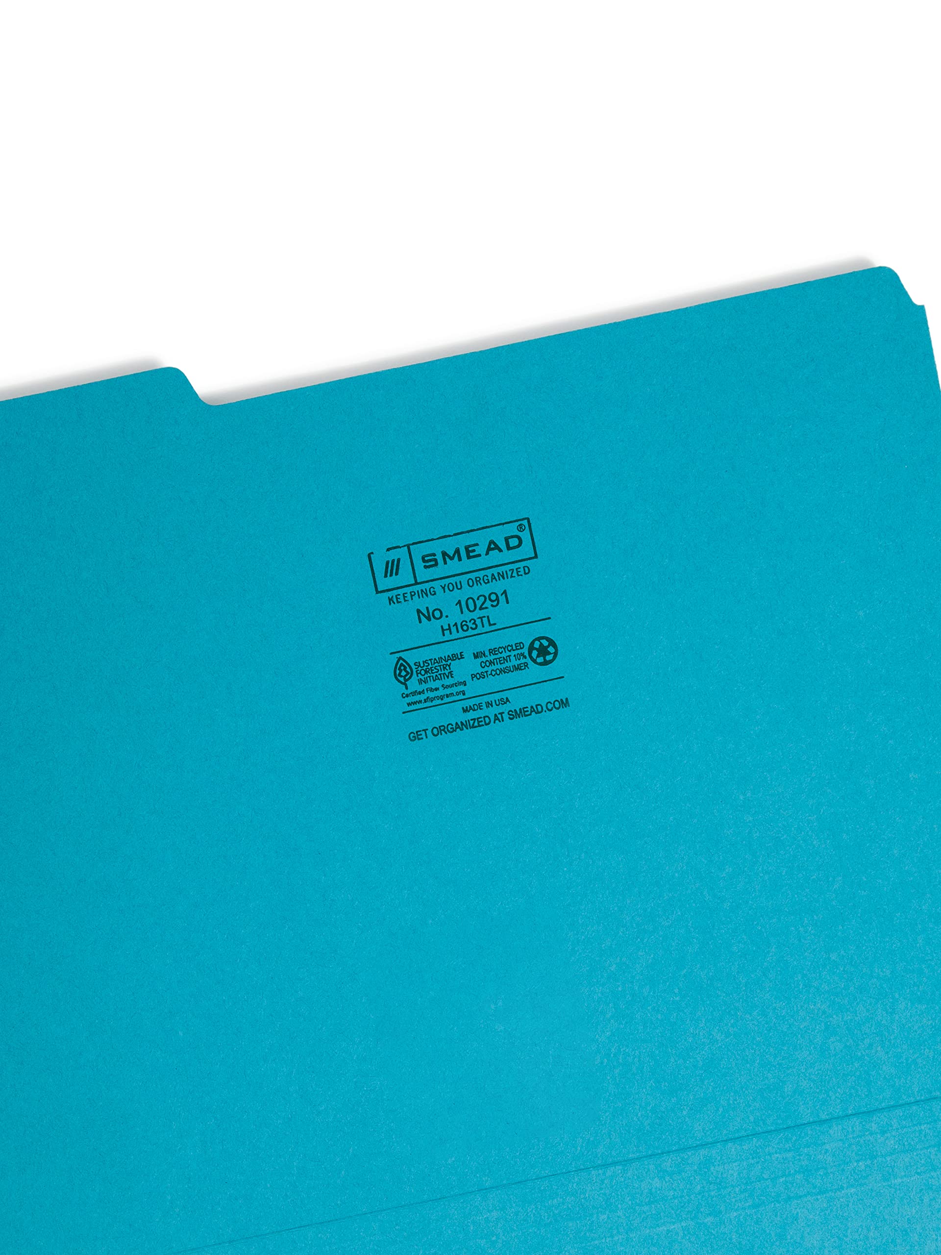 Foto 4 | Carpeta De Archivos Smead Interior Con Pestaña Cortada De 1/3, Tamaño Carta, Verde Azulado, 100 - Venta Internacional.