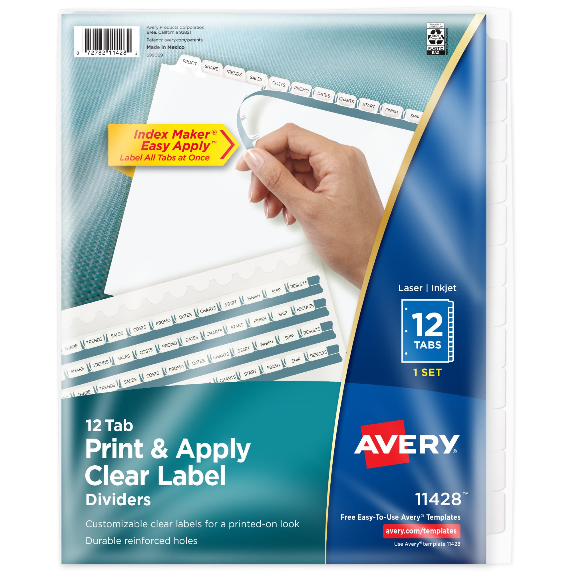Foto 2 pulgar | Tab Dividers Avery 12 Para Encuadernación Con 3 Anillas, Juego De 1 Unidad - Venta Internacional.