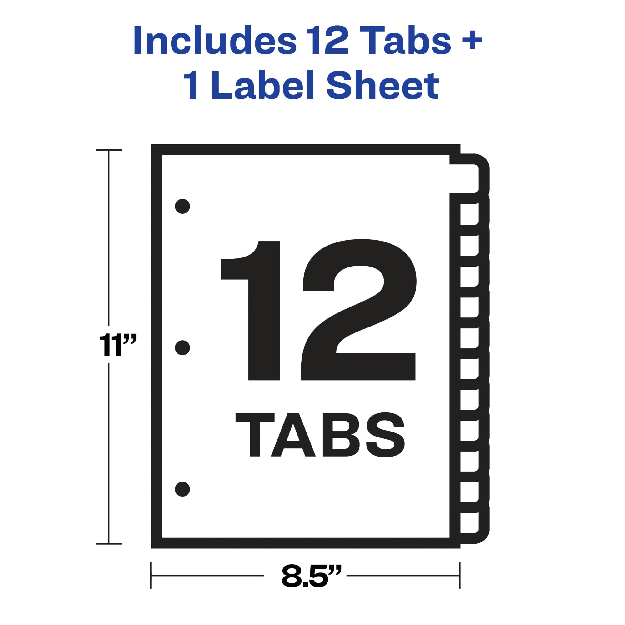 Foto 6 | Tab Dividers Avery 12 Para Encuadernación Con 3 Anillas, Juego De 1 Unidad - Venta Internacional.