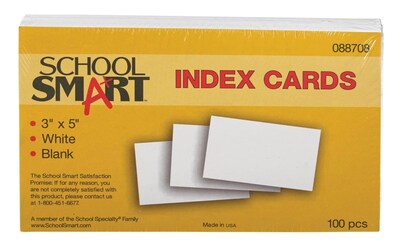 Foto 1 | Index Card School Smart Blank, Liso, 3 X 5 Pulgadas, Blanco, Paquete De 100 - Venta Internacional.