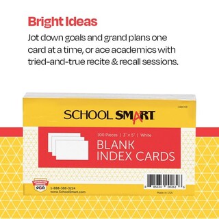 Foto 5 | Index Card School Smart Blank, Liso, 3 X 5 Pulgadas, Blanco, Paquete De 100 - Venta Internacional.