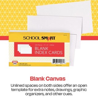 Foto 6 | Index Card School Smart Blank, Liso, 3 X 5 Pulgadas, Blanco, Paquete De 100 - Venta Internacional.