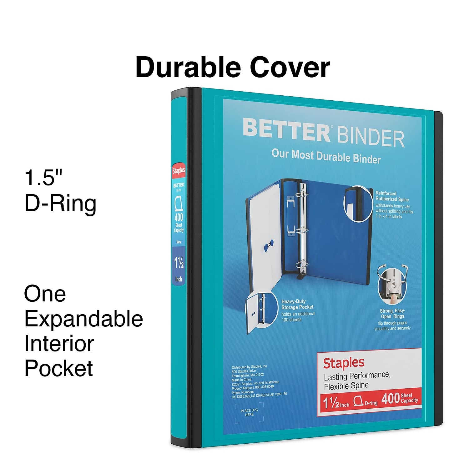 Foto 3 pulgar | Binder Staples 651742, 3 Anillos, Mejor, 1.5 Pulgadas, Verde Azulado - Venta Internacional.