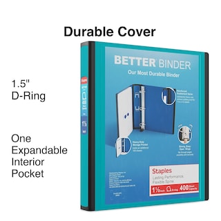 Foto 2 | Binder Staples 651742, 3 Anillos, Mejor, 1.5 Pulgadas, Verde Azulado - Venta Internacional.