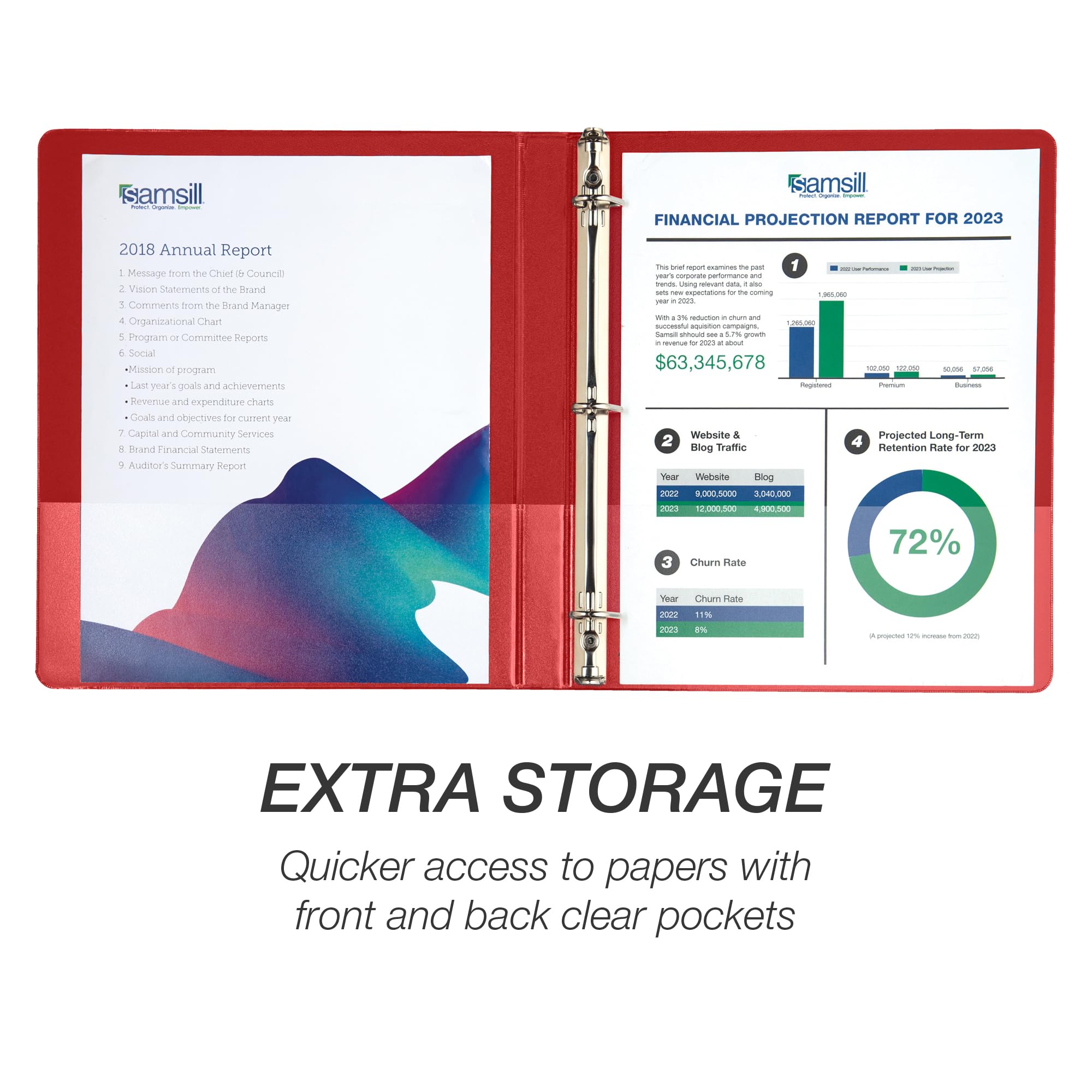 Foto 4 | Binder Samsill Durable, 0,5 Pulgadas, Rojo, Paquete De 4, 125 Páginas - Venta Internacional.