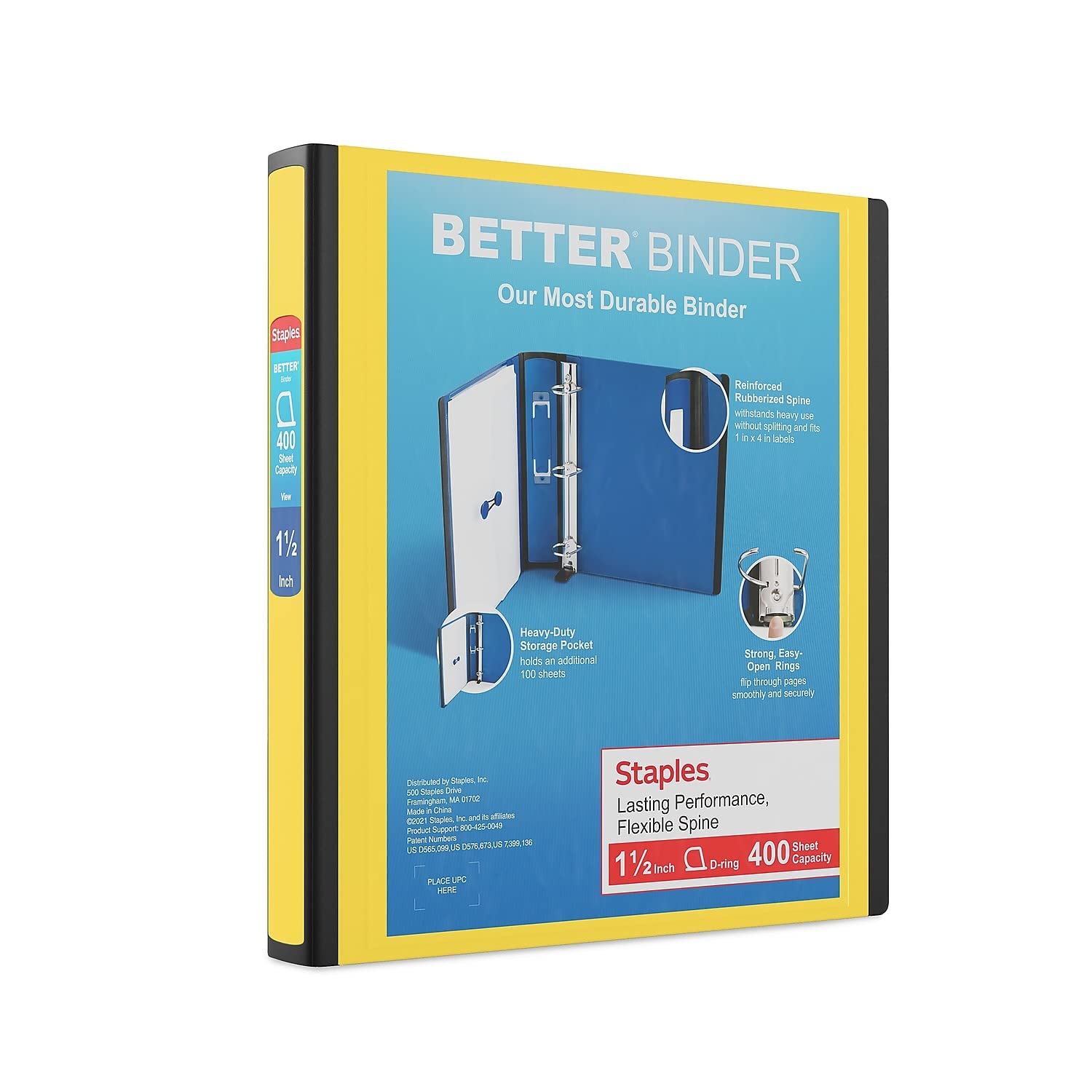 Foto 1 | Binder Staples 827605 Better D-ring, 1.5 Pulgadas, Color Amarillo - Venta Internacional.